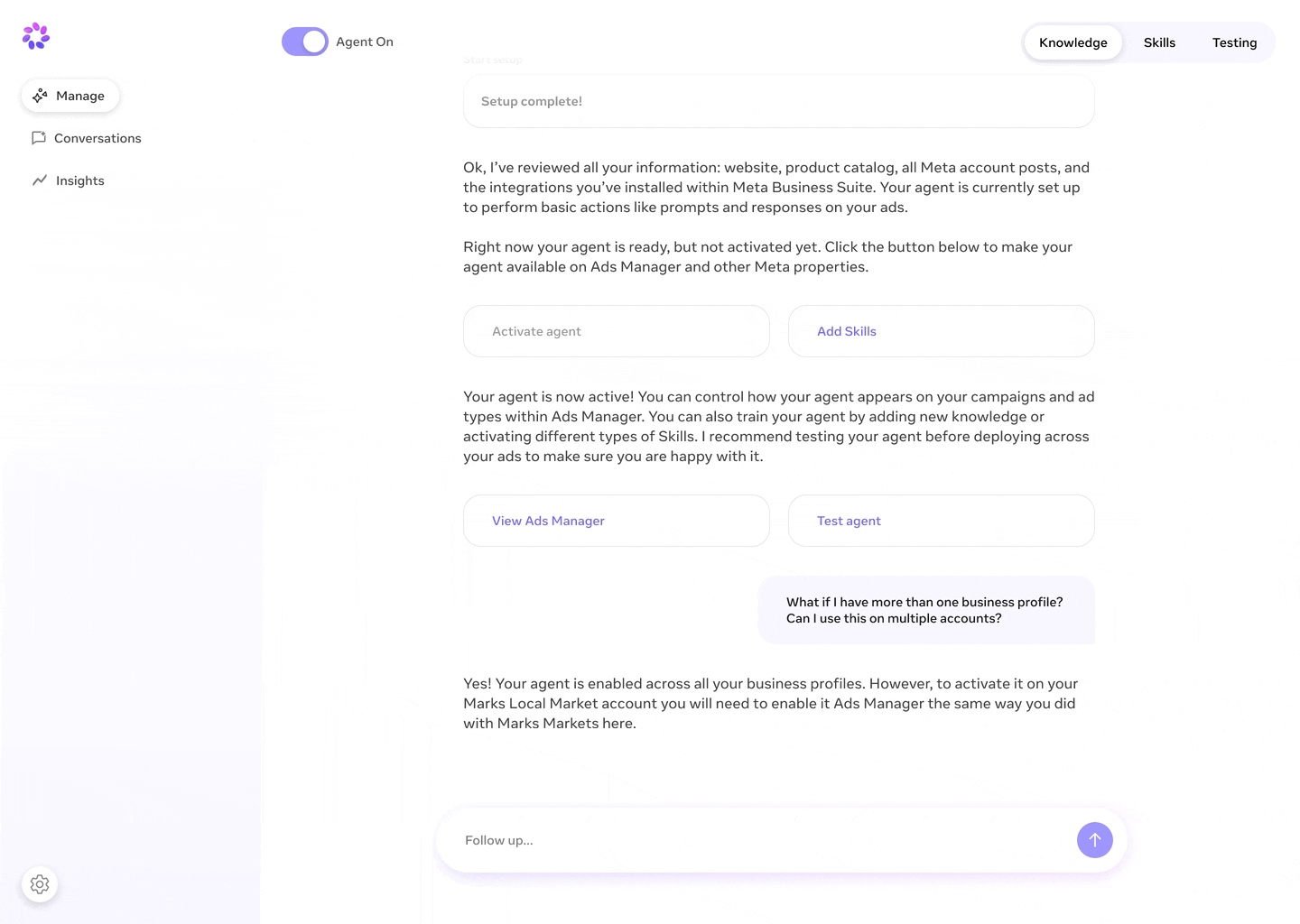 Testing the agent