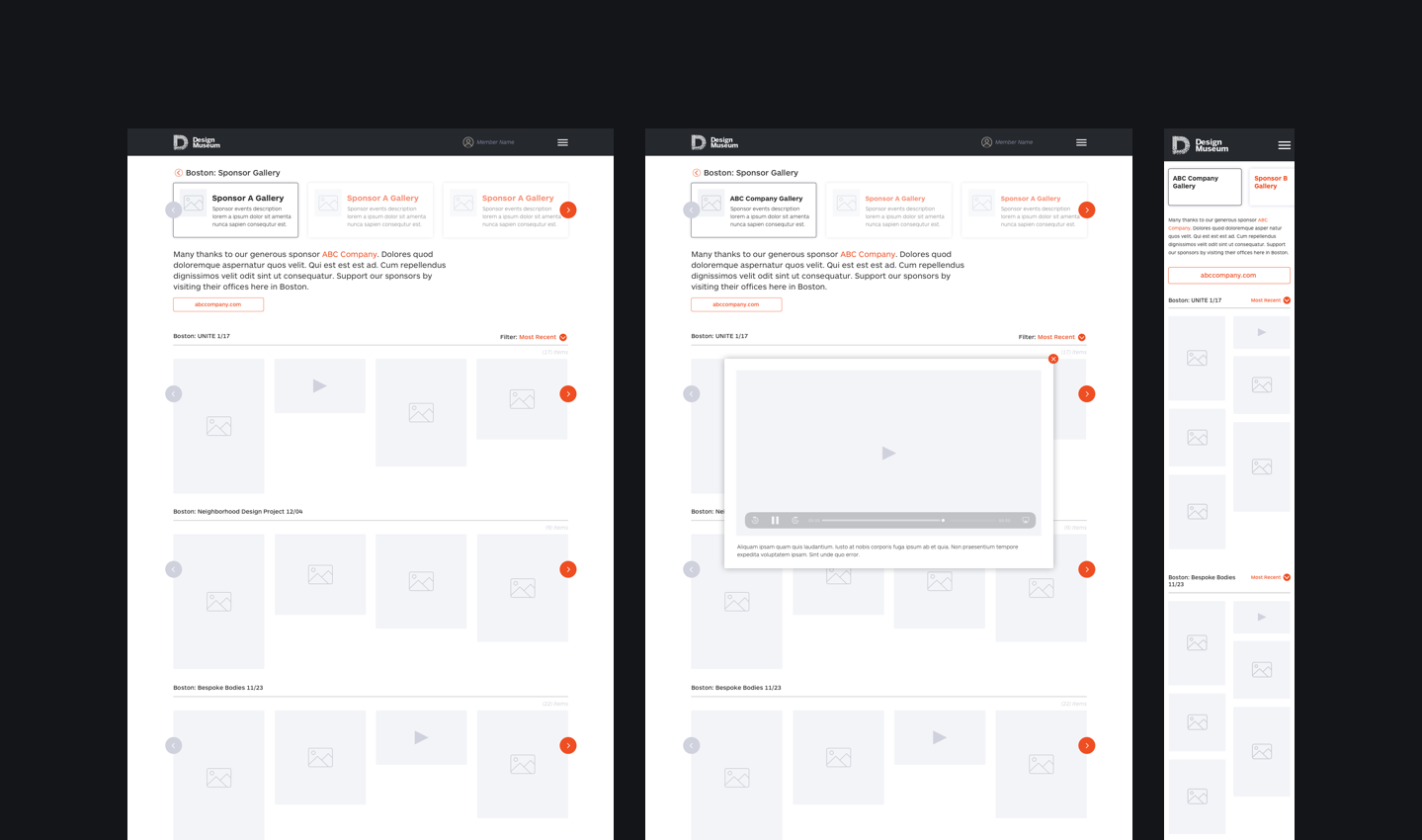 Layout wireframes